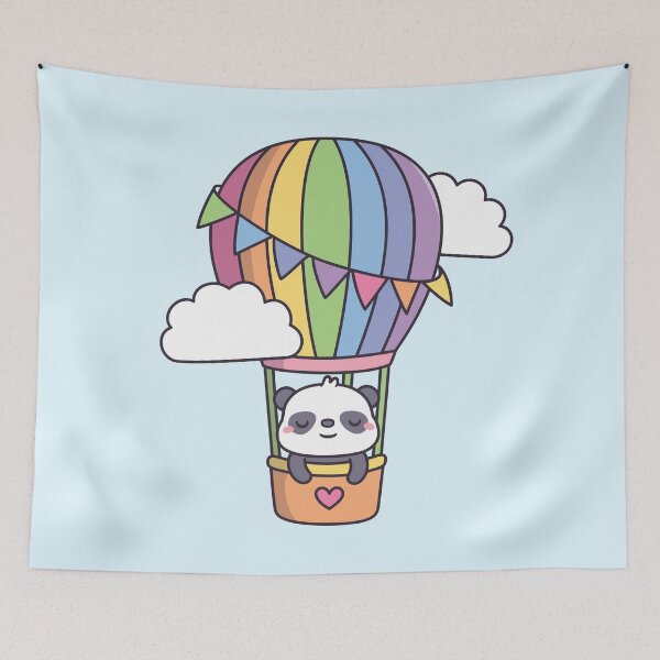 Item preview, Cute Panda In Rainbow Hot Air Balloon designed and sold by rustydoodle.