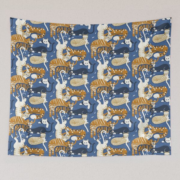 Item preview, Cozy Cats - Blue designed and sold by appleyards.