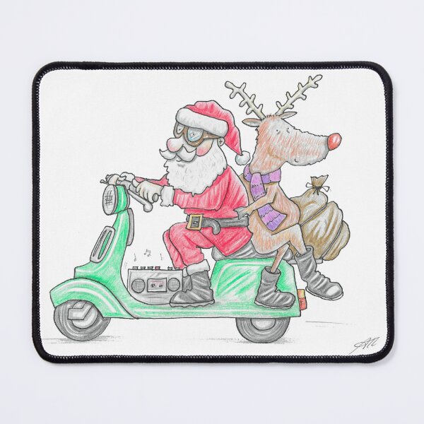 Item preview, Santa on a Scooter with Friend  designed and sold by AndyLanhamArt.