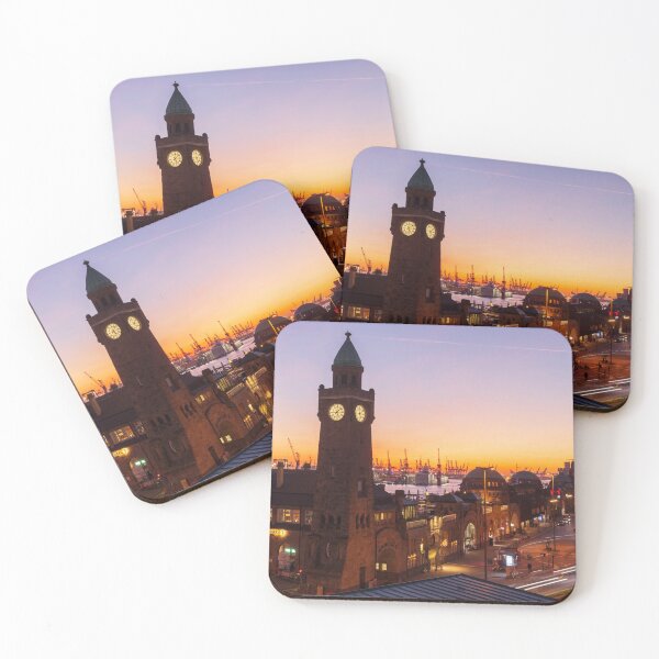 Item preview, St. Pauli Landungsbrücken, Hamburg, dusk, afterglow designed and sold by Torsten  Krüger.