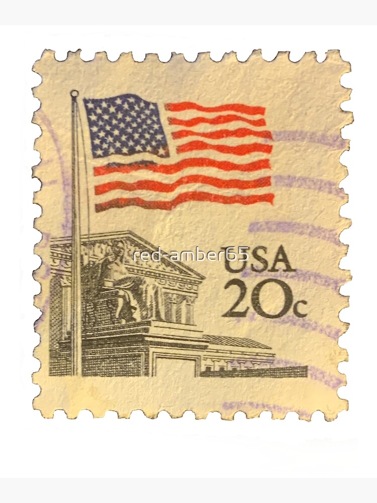 Vintage USA Flag 20c Postage Stamp Poster