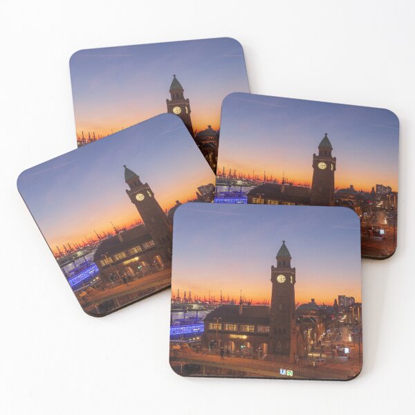 Item preview, St. Pauli Landungsbrücken, Hamburg, dusk, afterglow designed and sold by Torsten  Krüger.