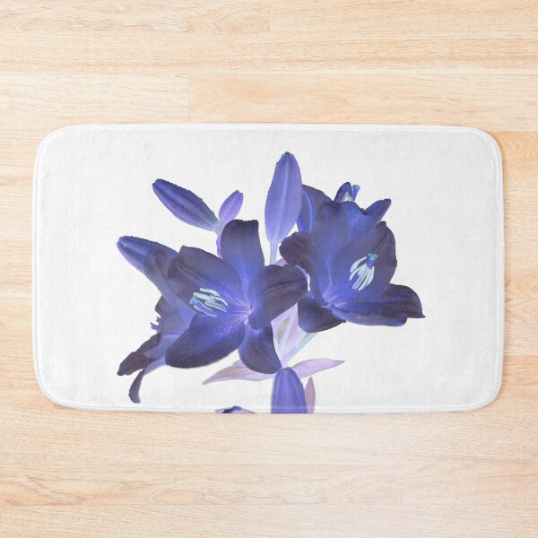 Lilies on a White Background Bath Mat