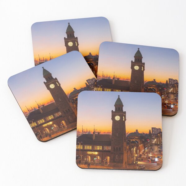 Item preview, St. Pauli Landungsbrücken, Hamburg, dusk, afterglow designed and sold by Torsten  Krüger.
