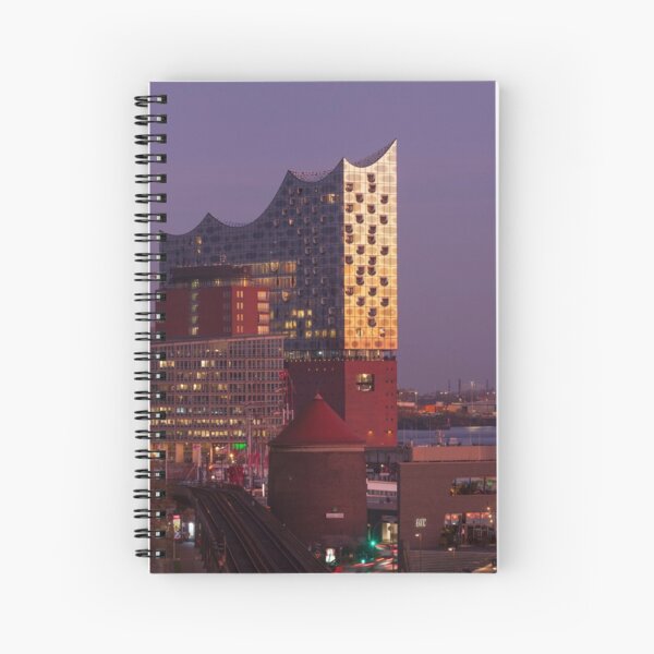 Elbphilharmonie, Abenddämmerung, Abend, Hamburg Spiralblock