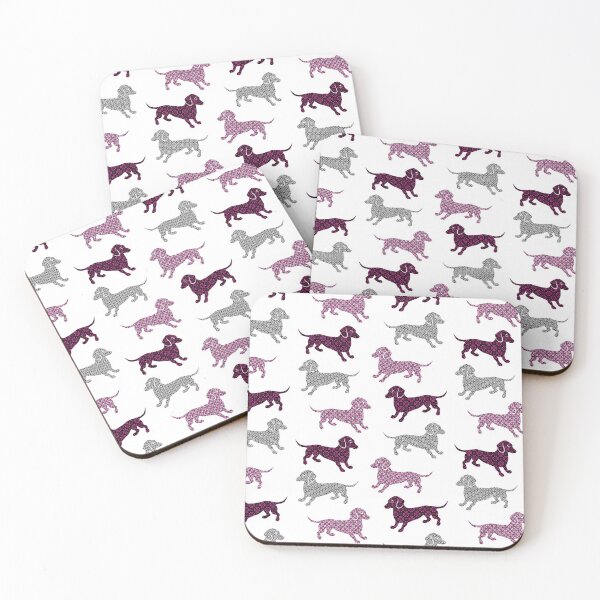 Item preview, Purple Pink Damask Dachshunds designed and sold by AntiqueImages.