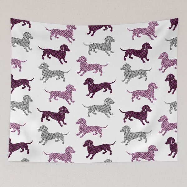 Item preview, Purple Pink Damask Dachshunds designed and sold by AntiqueImages.