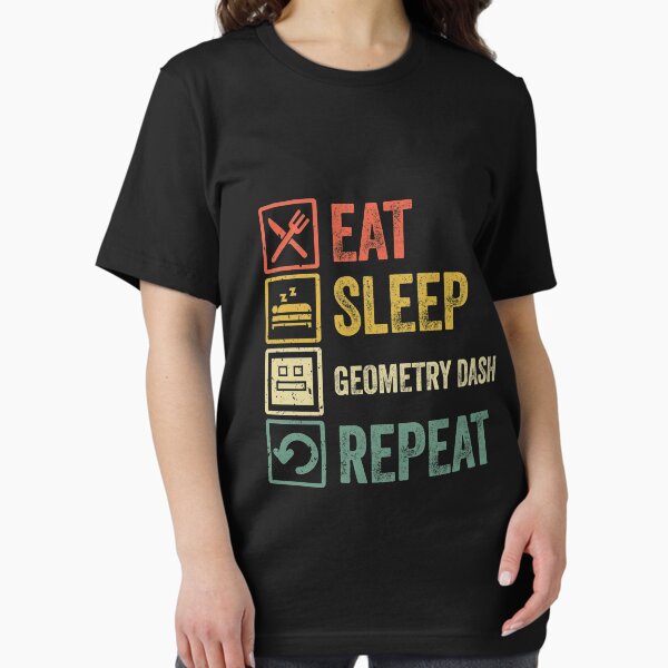 Aperçu de l'œuvre Funny eat sleep geometry dash repeat retro vintage créée et vendue par HN-ART.