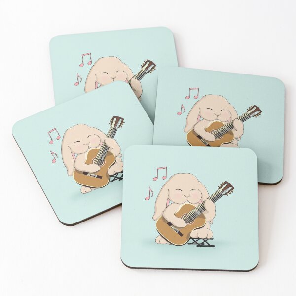 Item preview, Cute Bunny Classical Guitar Player - Aqua designed and sold by Jazznote.