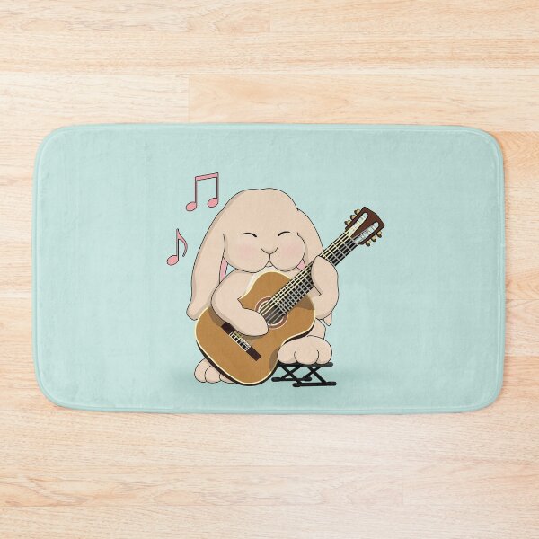 Item preview, Cute Bunny Classical Guitar Player - Aqua designed and sold by Jazznote.