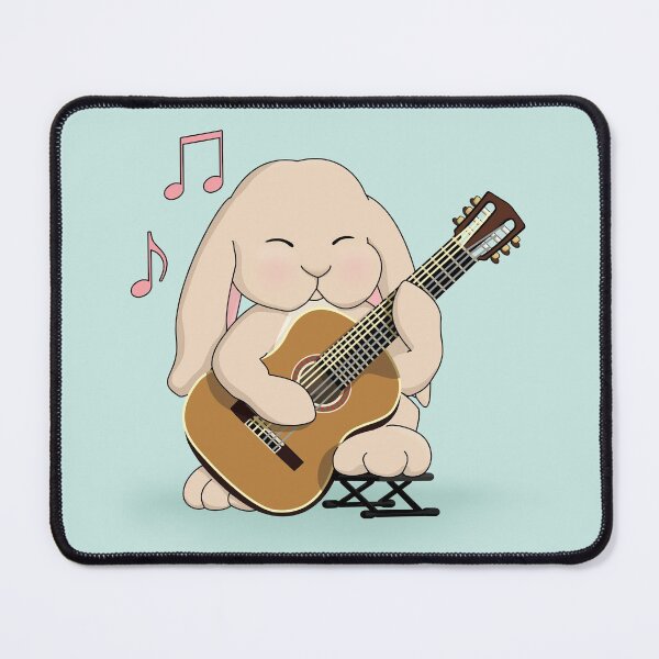 Item preview, Cute Bunny Classical Guitar Player - Aqua designed and sold by Jazznote.