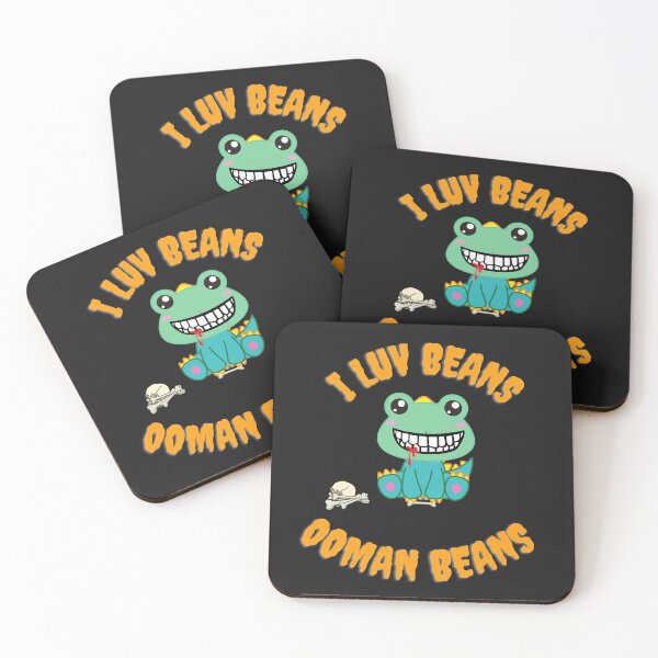 Item preview, I LUV BEANS, OOMAN BEANS. Black T-shirt, monster shirt. designed and sold by oilycake.