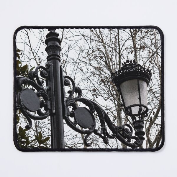 Item preview, Intricate Ironwork Streetlights on an Interesting Green and Gray Background designed and sold by Georgia Mizuleva.