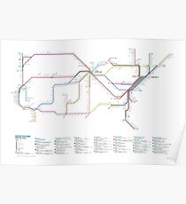 U.S. Rail Network as a Subway Map Poster