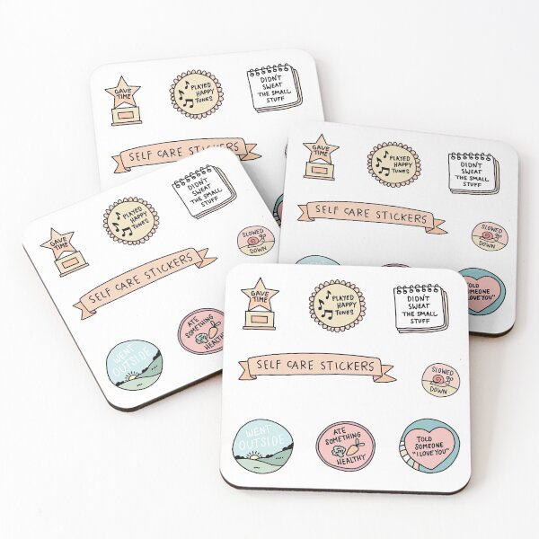 Item preview, Self Care Sticker Set Hand Drawn illustration badges designed and sold by graphic-genie.