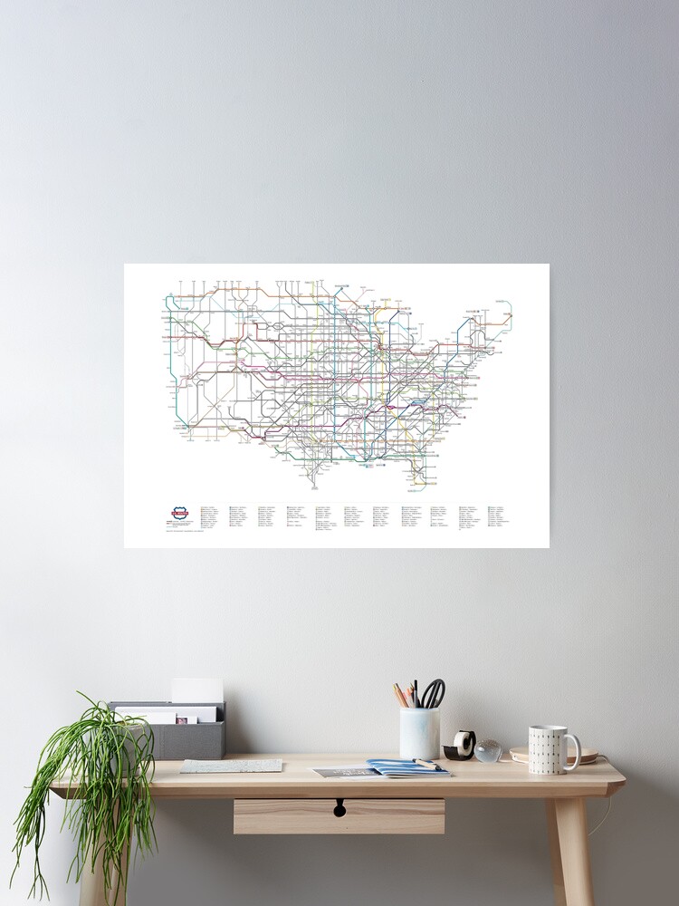 Thumbnail 2 of 3, Poster, U.S. Numbered Highways as a Subway Map designed and sold by Chaosboy.