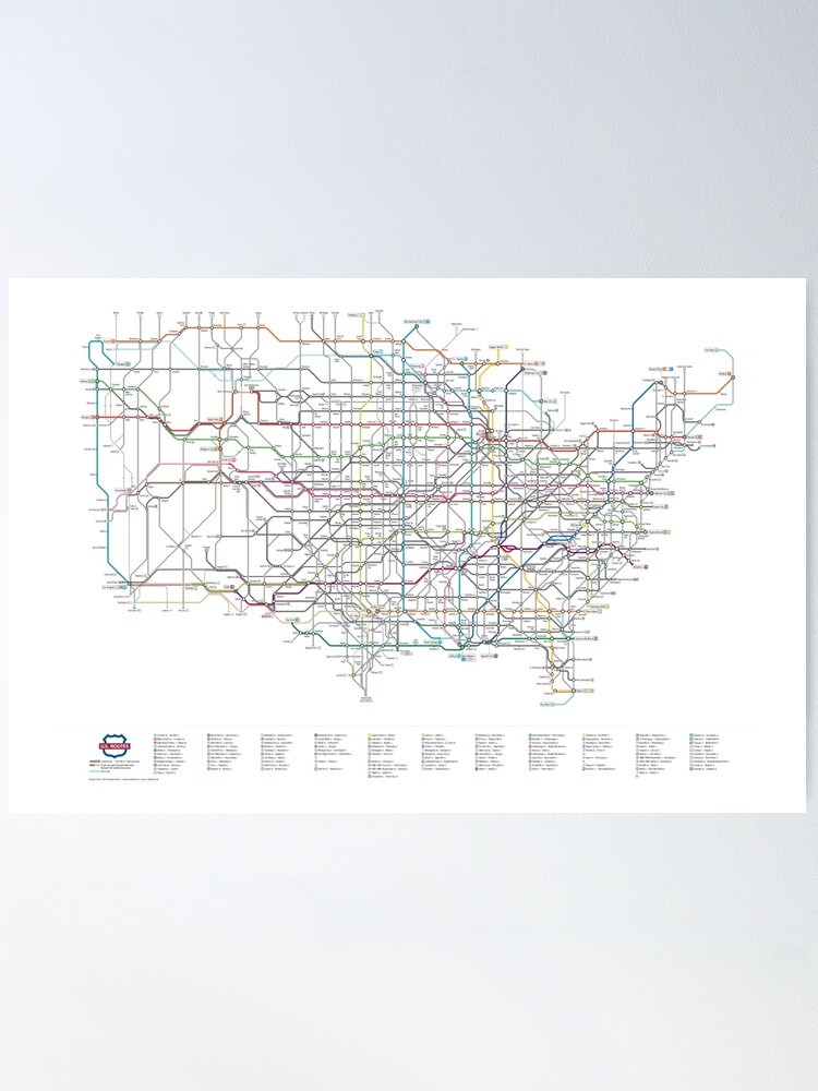Thumbnail 1 of 3, Poster, U.S. Numbered Highways as a Subway Map designed and sold by Chaosboy.