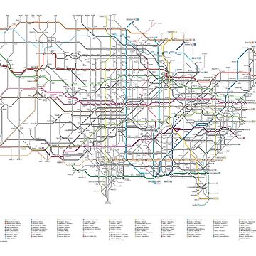 Artwork thumbnail, U.S. Numbered Highways as a Subway Map by Cameron Booth