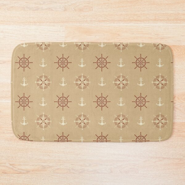 Item preview, Anchor and compass roses on sand beige designed and sold by colorofmagic.