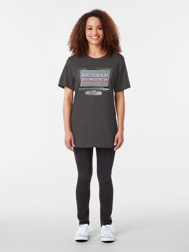 Alternate view of Mainstream Media - Deception & Distraction Slim Fit T-Shirt