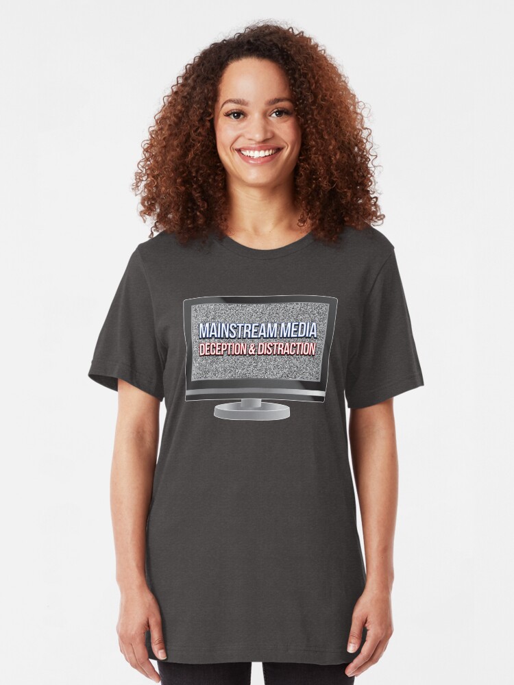 Alternate view of Mainstream Media - Deception & Distraction Slim Fit T-Shirt