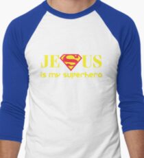 Jesus Is My Superhero Men's Baseball ¾ T-Shirt