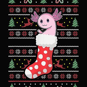 Christmas Stocking Cute Walking Salamander Fish Xmas Poster for