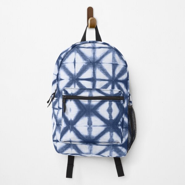 Item preview, White triangles over indigo blue background tie dye designed and sold by marufemia.