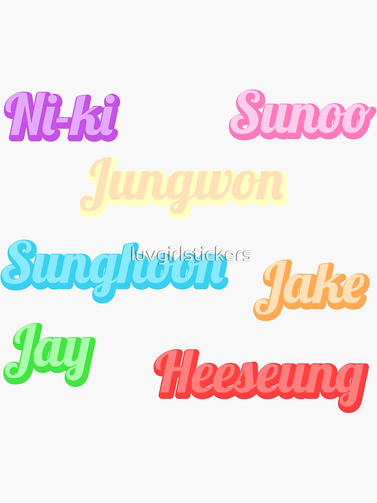 Pegatina «Nombres de Enhypen» de luvgirlstickers | Redbubble