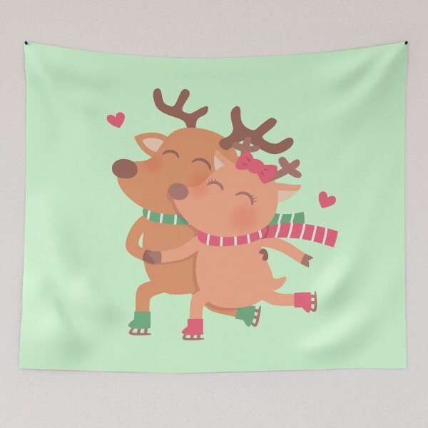 Item preview, Cute Skating Reindeer Couple In Love designed and sold by rustydoodle.