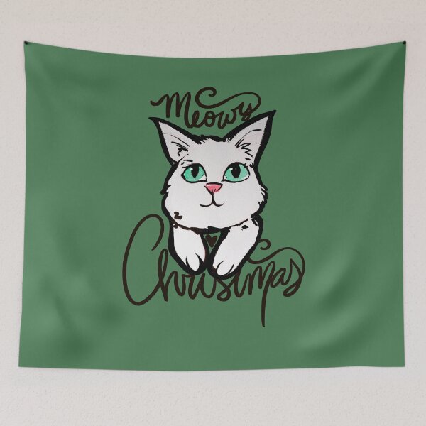Item preview, White Christmas Kitty Cat designed and sold by FrictionMaxxing.