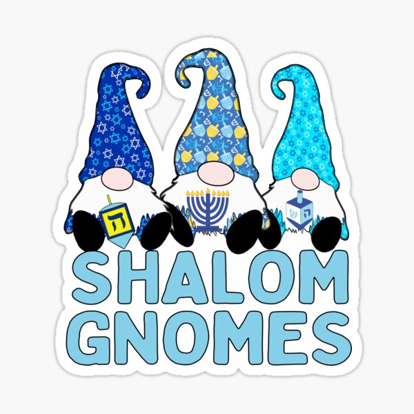 Artikel-Vorschau von Shalom Gnome 3 Chanukka Gnome Elfen süße blaue Dreidel Hüte, designt und verkauft von funnytshirtemp.