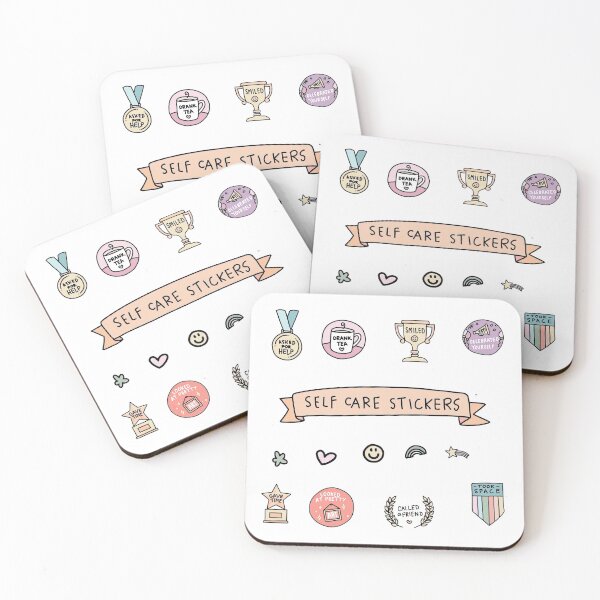Item preview,  Self Care Sticker Set Hand Drawn illustration badges designed and sold by graphic-genie.
