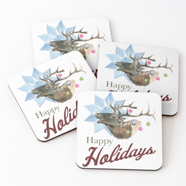 Item preview, Happy Holidays Winter Elk designed and sold by marleywrightart.