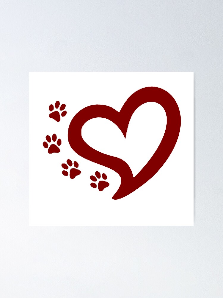 empreinte de patte de chien ou de chat et coeur dans le logo de