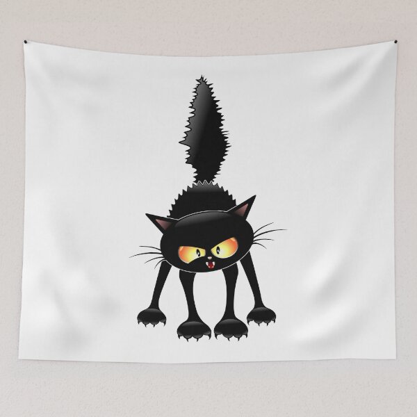Item preview, Funny Fierce Black Cat Cartoon designed and sold by BluedarkArt.