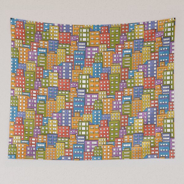 Item preview, Colorful doodle city designed and sold by zsooofija.