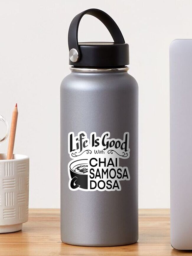 Thumbnail 1 of 3, Sticker, Life Is Good India Chai Samosa Funny designed and sold by ehsmgup.