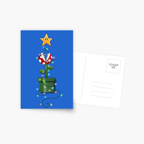 Piranha Plant Christmas Postcard