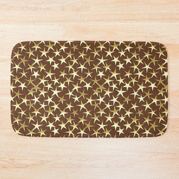 Item preview, Gold Metallic Textured Stars on Chocolate Brown designed and sold by Marymarice.