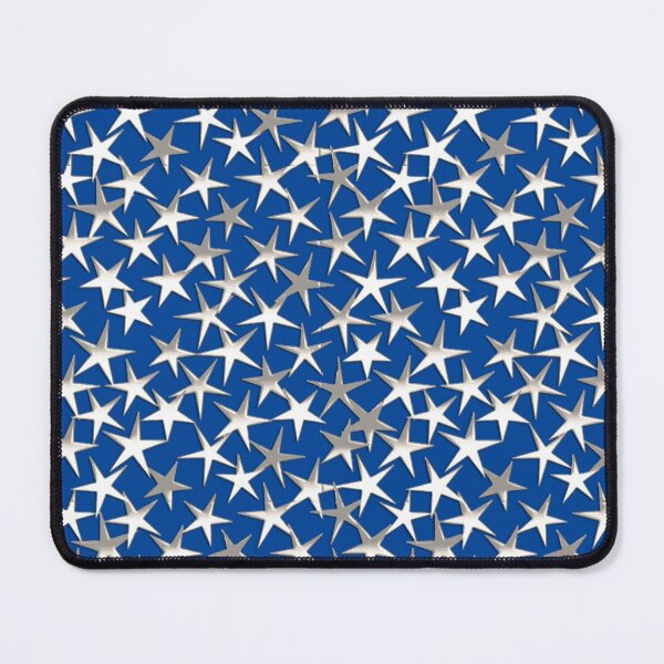 Item preview, Silver Metallic Textured Stars on Cobalt Blue designed and sold by Marymarice.