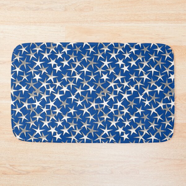 Item preview, Silver Metallic Textured Stars on Cobalt Blue designed and sold by Marymarice.