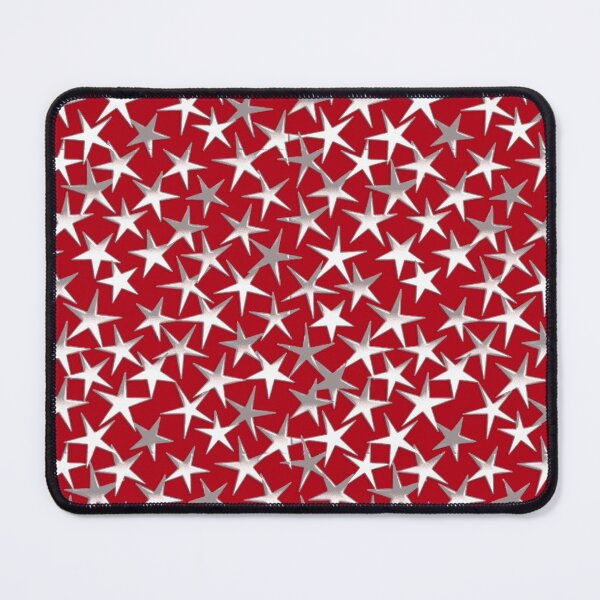 Item preview, Silver Metallic Textured Stars on Deep Red designed and sold by Marymarice.