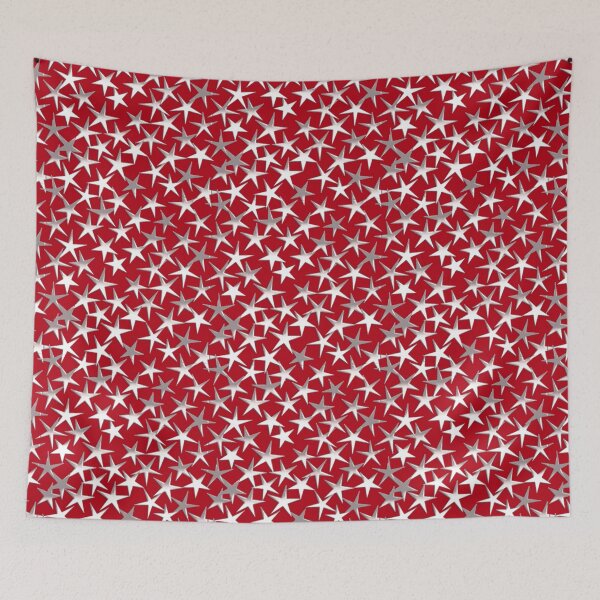 Item preview, Silver Metallic Textured Stars on Deep Red designed and sold by Marymarice.