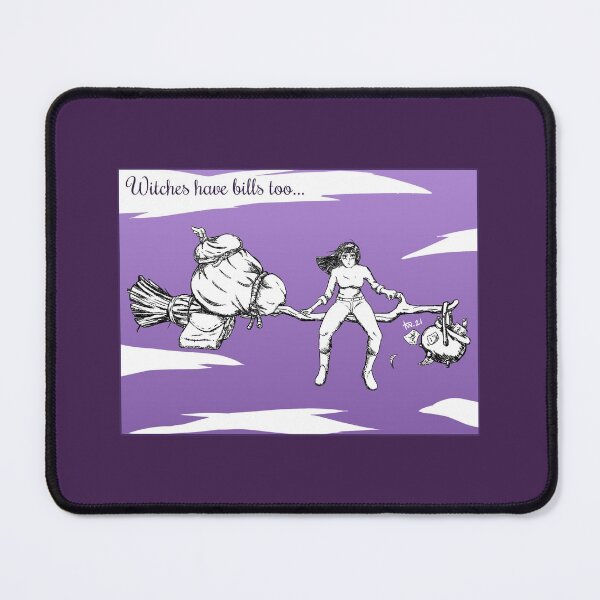 Item preview, "Witches have bills too..." text design sketch designed and sold by The Transforming Wagon.