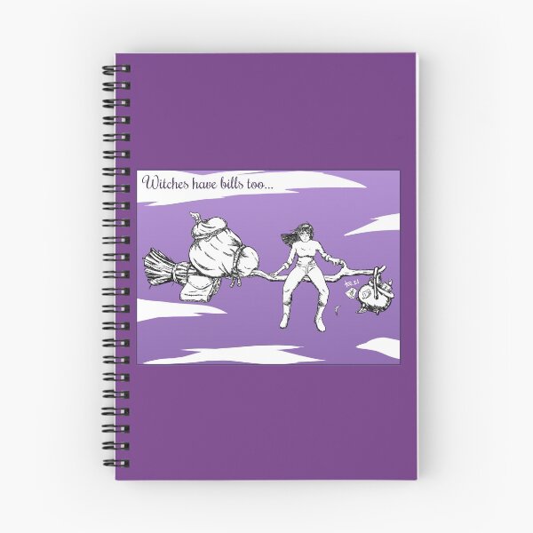 Item preview, "Witches have bills too..." text design sketch designed and sold by The Transforming Wagon.