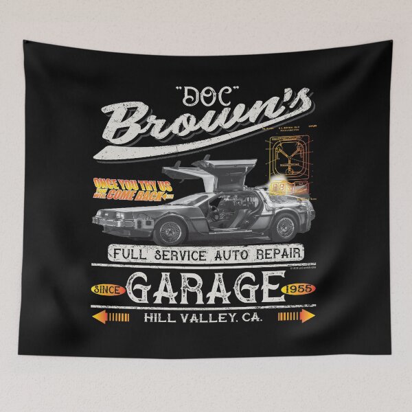 Item preview, Doc Brown's Auto Repair Garage DeLorean Car (© UCS LLC and Amblin) designed and sold by Alema Art.