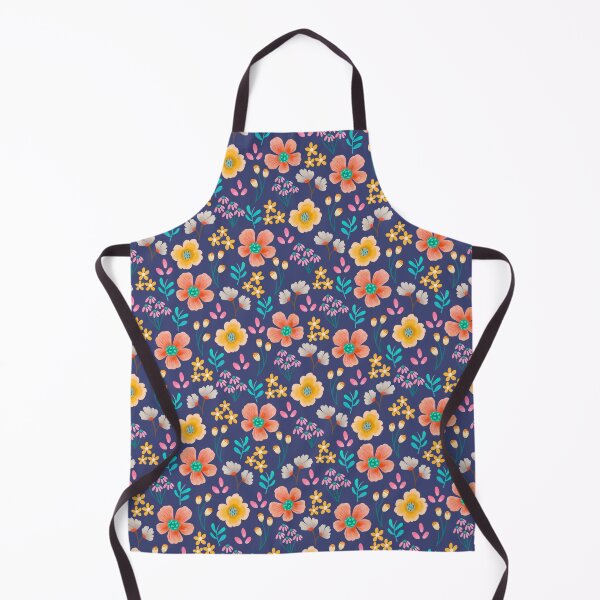 Item preview, vibrant blue orange flowers designed and sold by inkbearblue.