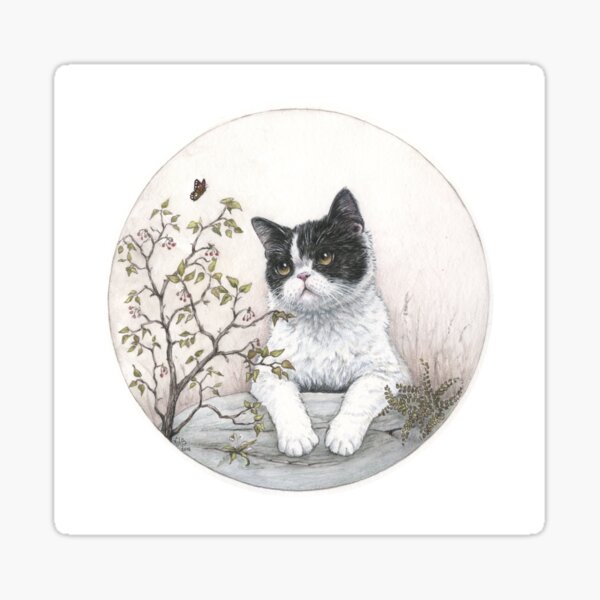Chinese cat with butterfly Sticker