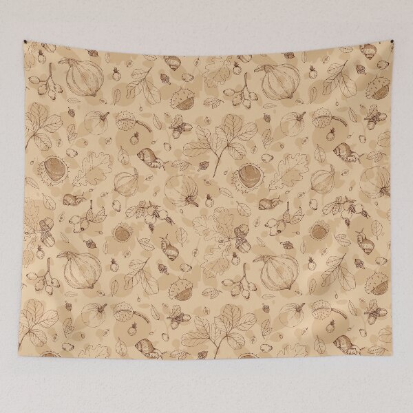 Item preview, Pumpkin. Autumn botanic pattern on light beige 2 designed and sold by Yulia Chepurova.